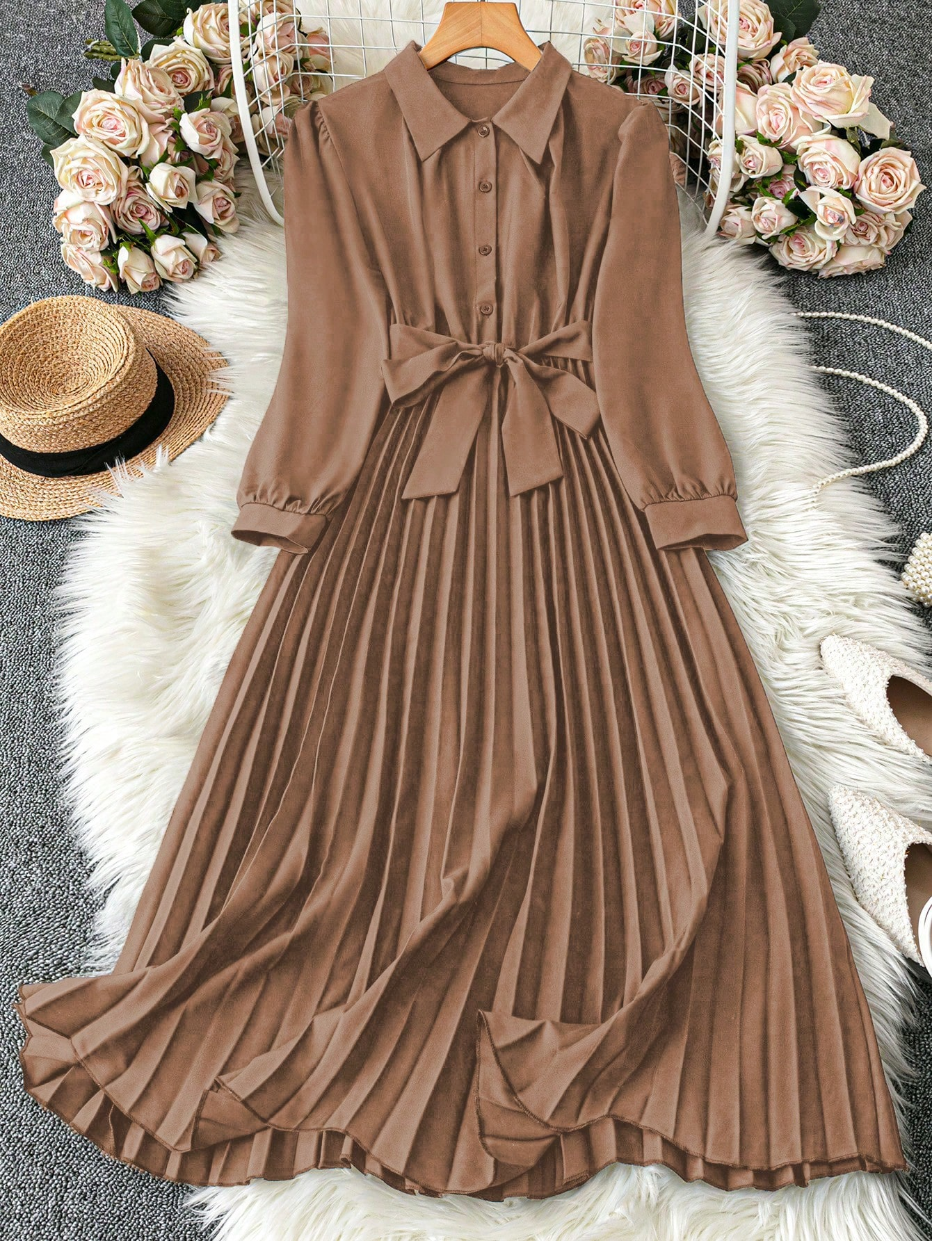 שמלת קז'ואל למשרד עם שרוולים ארוכים ומכפתורים לנשים של Clasi – תמונה 2