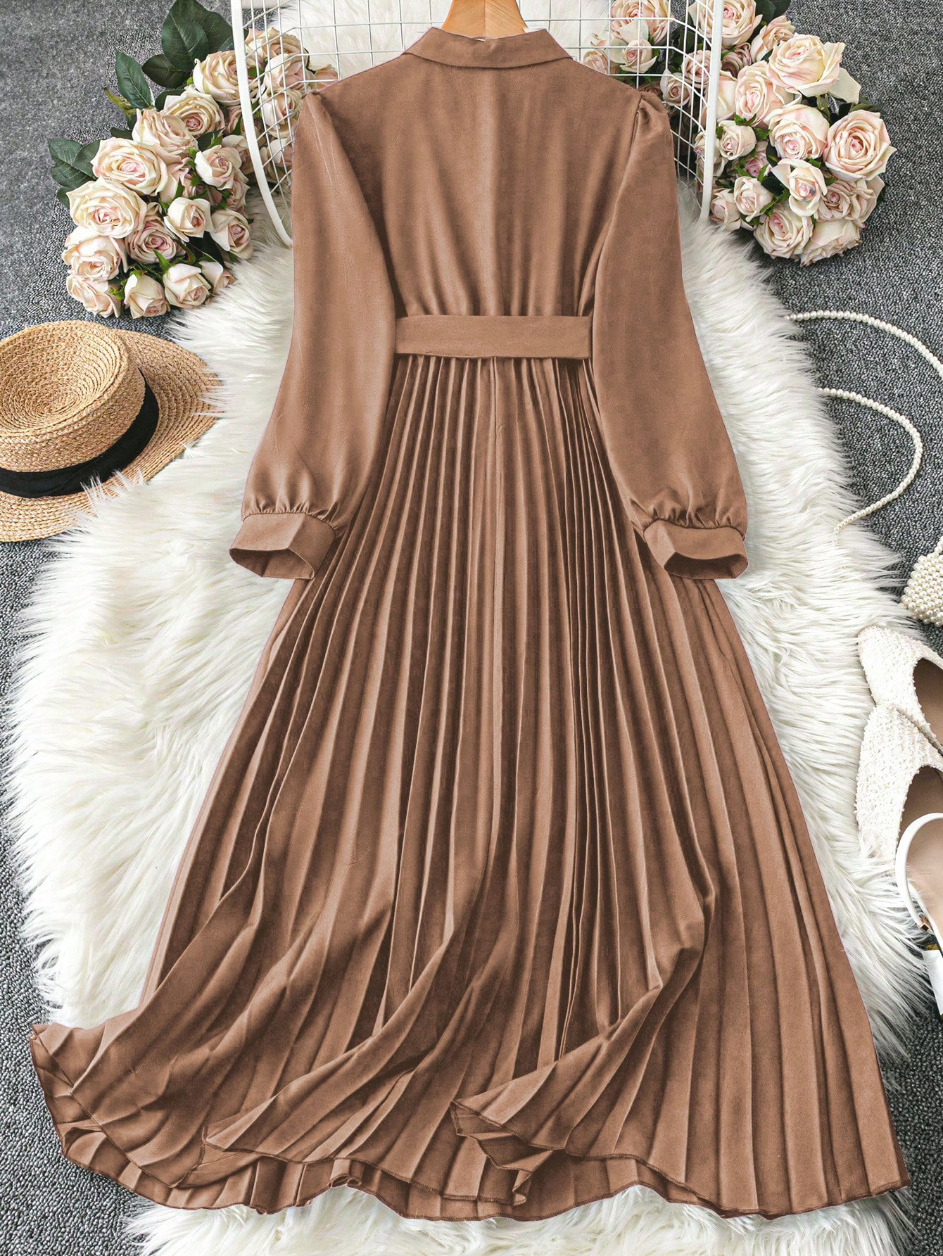 שמלת קז'ואל למשרד עם שרוולים ארוכים ומכפתורים לנשים של Clasi – תמונה 3