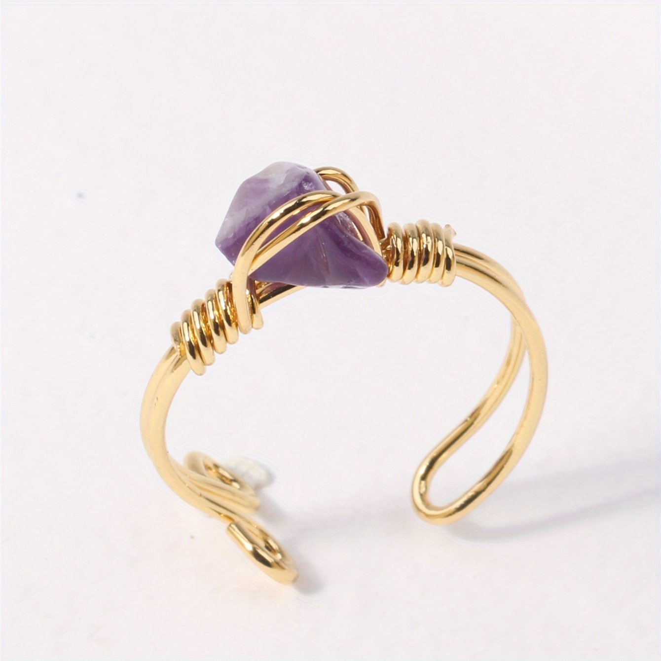 טבעת מתכווננת בגוון זהוב אחד עם חוט לאישה - אבן חן טבעית (קרנליאן/קוורץ ורד/אמטיסט) בעיצוב עין הרע ועין הנמר, תכשיטי חג בוהמיים ללבוש יומיומי, מתנה עבורה, תכשיטים יומיומיים | טבעת בעיצוב פתוח | טבעת אבן חן טבעית – תמונה 9