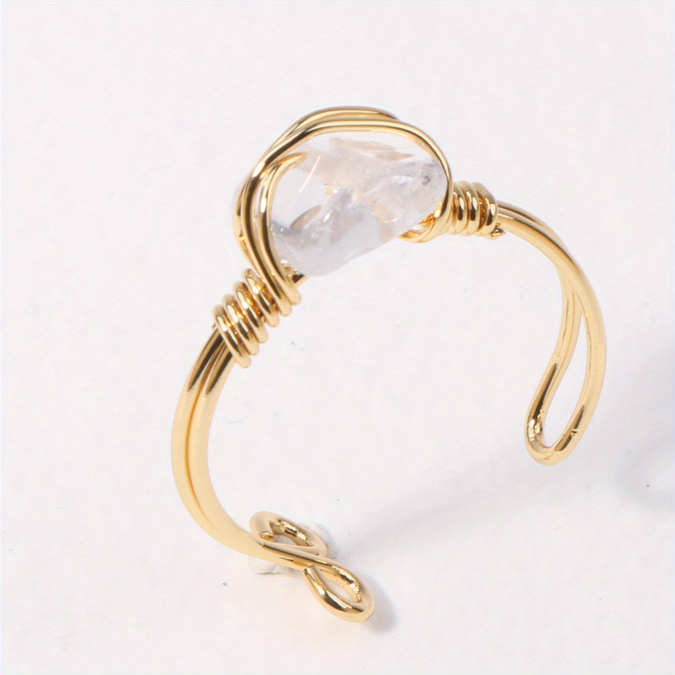 טבעת מתכווננת בגוון זהוב אחד עם חוט לאישה - אבן חן טבעית (קרנליאן/קוורץ ורד/אמטיסט) בעיצוב עין הרע ועין הנמר, תכשיטי חג בוהמיים ללבוש יומיומי, מתנה עבורה, תכשיטים יומיומיים | טבעת בעיצוב פתוח | טבעת אבן חן טבעית – תמונה 5