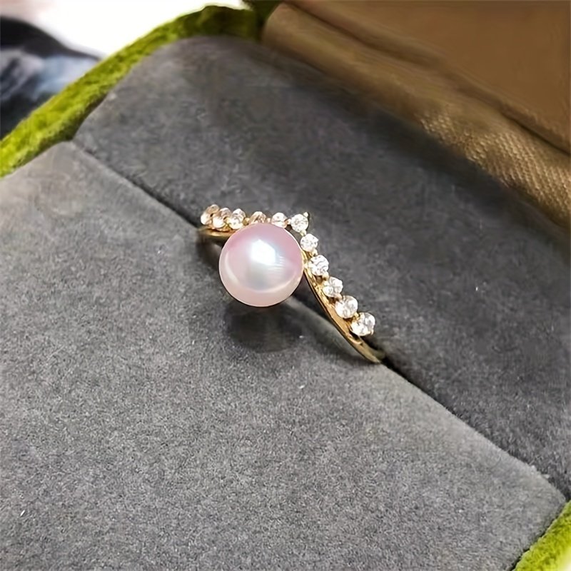 טבעת מתכווננת עם עיצוב כתר זהב מצופה נחושת - Image 2