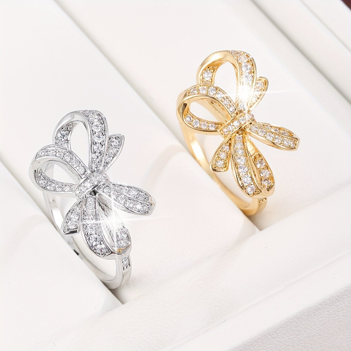 טבעת נחושת אלגנטית לנשים אופנתיות עם עיצוב פפיון – תמונה 5