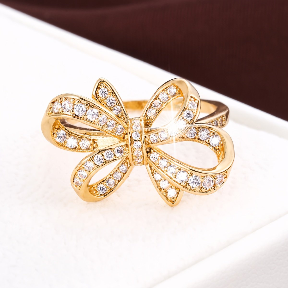 טבעת נחושת אלגנטית לנשים אופנתיות עם עיצוב פפיון – תמונה 6