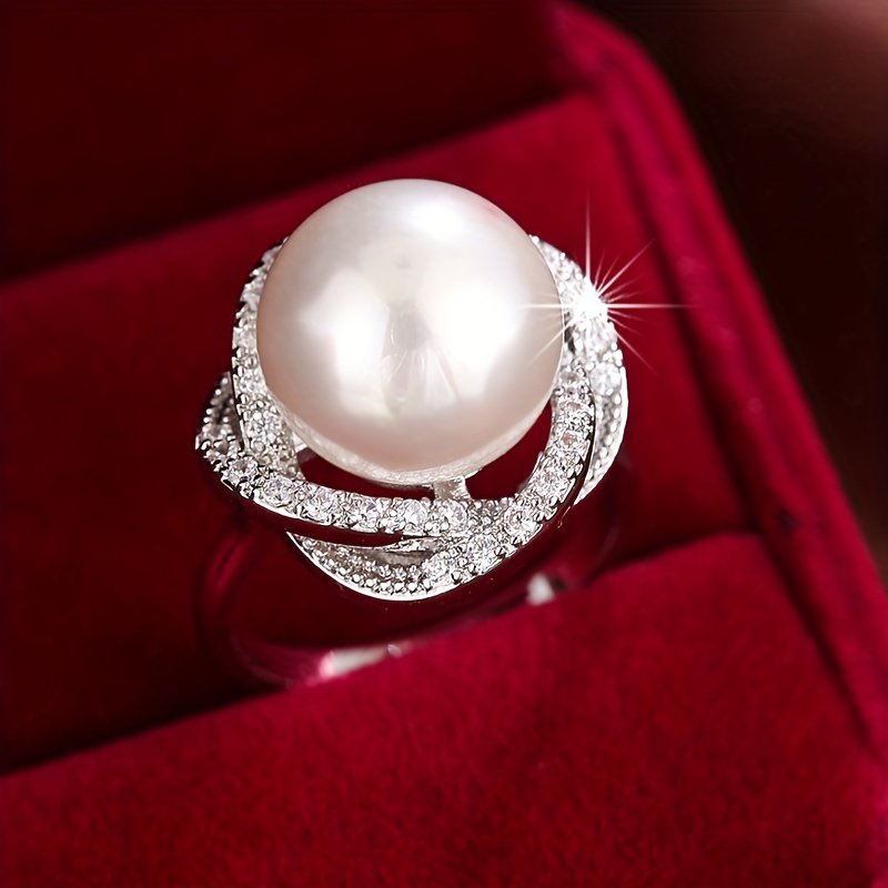 טבעת נחושת מתכווננת אלגנטית עם זירקוניה סינתטית, עיצוב פתוח סקסי לנשים, אביזר רב-תכליתי ליום יום ולמסיבה, ללבוש לכל עונה - Image 2