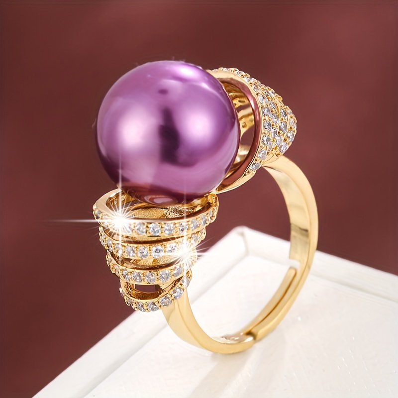 טבעת מתכווננת מסוגננת ואלגנטית אחת עם מסגרת זירקוניה סינתטית - Image 7