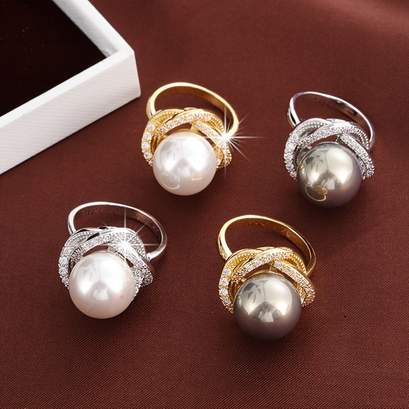 Elegant adjustable copper ring with synthetic zirconia, sexy open design for women, multi-purpose accessory for everyday and party, wearable for any season