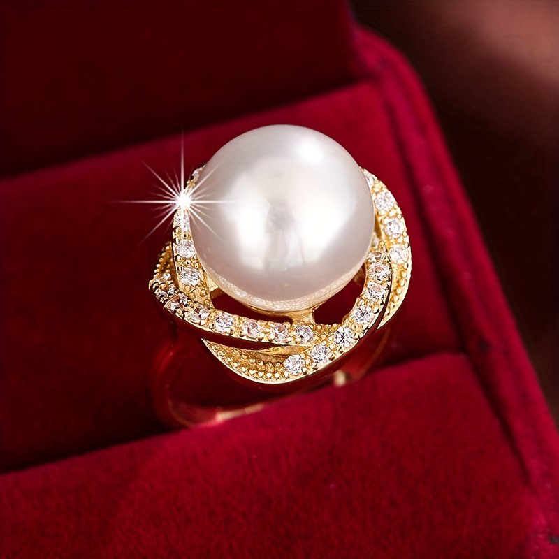 טבעת נחושת מתכווננת אלגנטית עם זירקוניה סינתטית, עיצוב פתוח סקסי לנשים, אביזר רב-תכליתי ליום יום ולמסיבה, ללבוש לכל עונה - Image 3