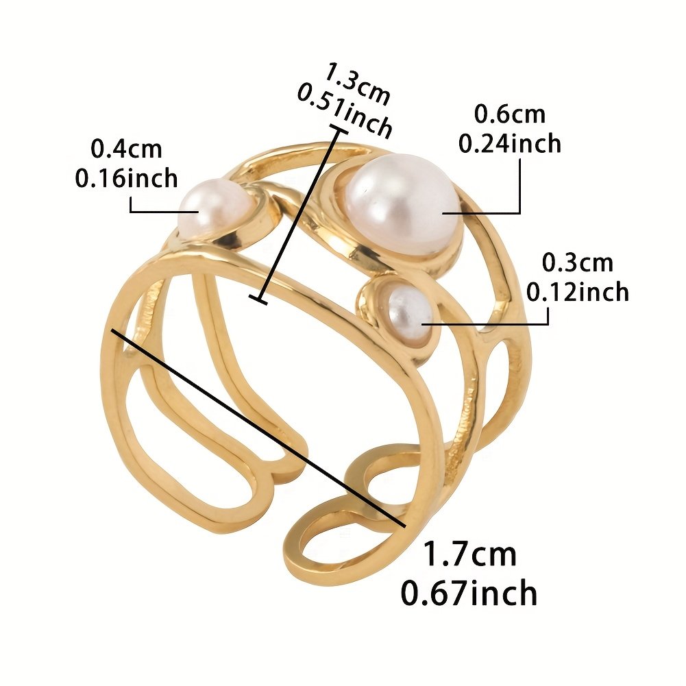 1 טבעת זהב 304 נירוסטה טבעת פתיחה צרפתית טבעות תכשיטים עמידות למים לנשים, מתנות ליום האהבה – תמונה 12