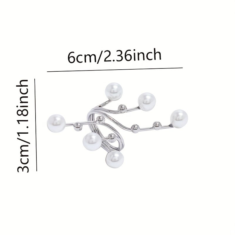 ⁦טבעת גיאומטרית דמוית פנינה אלגנטית אחת בהשראת בוהו, סגסוגת מצופה זהב KC, תכשיטי אצבע מדד יוקרתיים ויצירתיים מוגזמים, אידיאלית ללבישה יומיומית ולמתנות לאירועים⁩ – תמונה ⁦2⁩