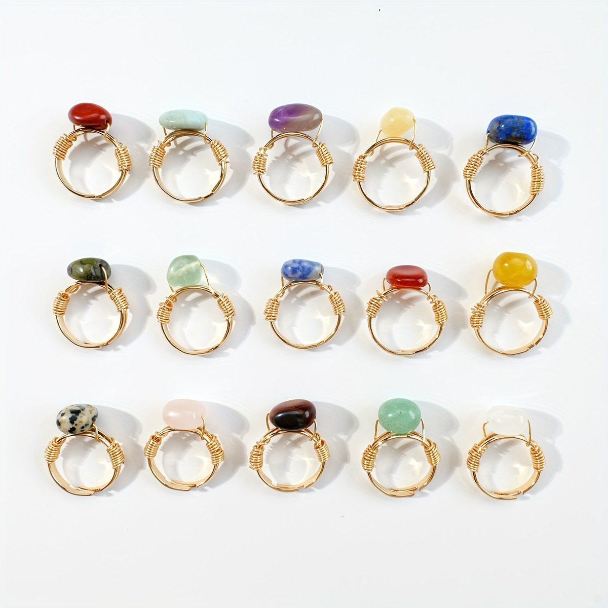 ⁦1pc/3/5pc טבעת קריסטל טבעית בעבודת יד מתכווננת תכשיטי אופנה מתנת חג יום נישואין הפתעה רומנטית אביזר⁩ – תמונה ⁦10⁩