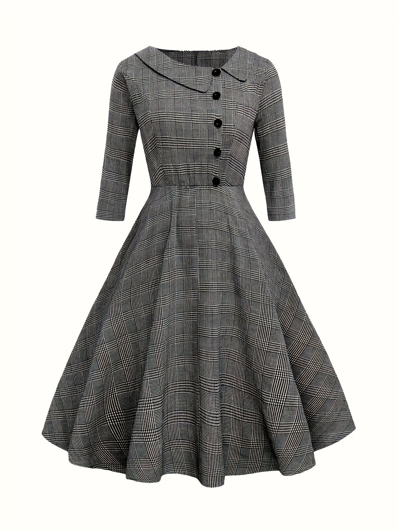 Elegant midi dress for women in a casual fit in two colors - A-line sleeves, wide cut with a classic collar, hand washable for all seasons, versatile for casual outings and semi-formal events