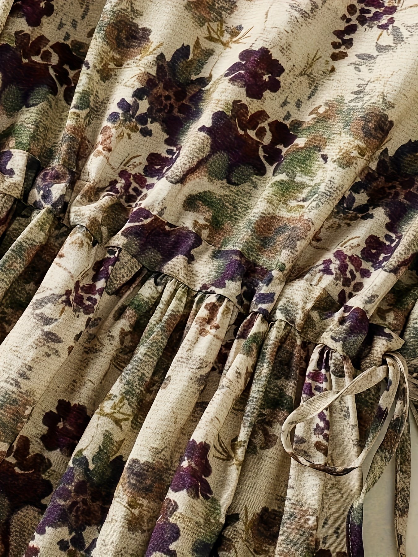 שמלה צרפתית וינטג' לנשים עם הדפס פרחוני וקשירה מתכווננת - שמלה ארוכה קלילה וחלקה שקופה, ניתן לכביסה במכונה, קיץ, תלבושת קז'ואל ועד ערב, שמלה שיקית, לבוש לאירועים אלגנטיים, צללית אלגנטית, בד נושם, סגנון אלגנטי - Image 4