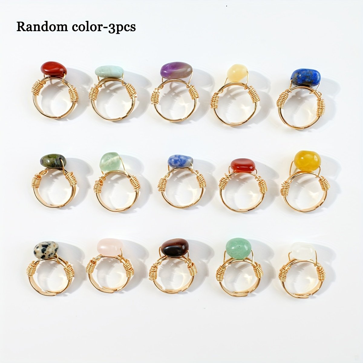 ⁦1pc/3/5pc טבעת קריסטל טבעית בעבודת יד מתכווננת תכשיטי אופנה מתנת חג יום נישואין הפתעה רומנטית אביזר⁩ – תמונה ⁦5⁩