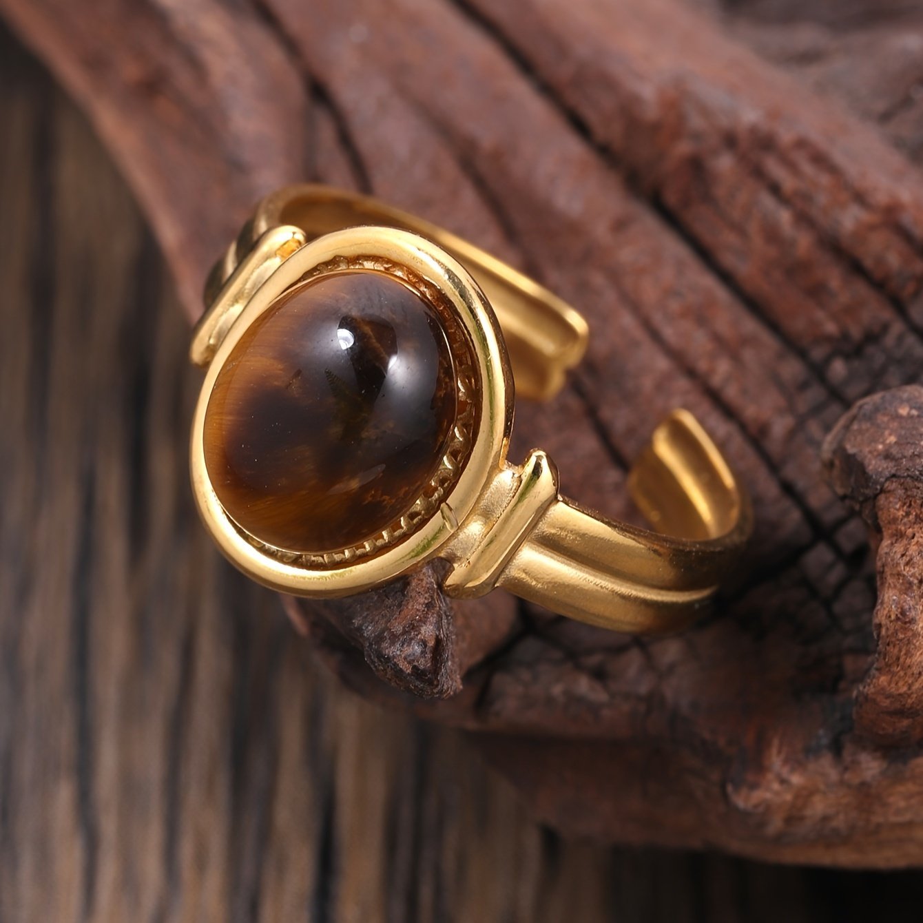 טבעת חפת אלגנטית מצופה זהב 18 קראט לנשים, שיבוץ שרף גיאומטרי פשוט, נירוסטה, עיצוב פתוח מתכוונן, ללבוש יומיומי ופסטיבלי מוזיקה, אביזרי תכשיטים לכל עונות השנה – תמונה 5