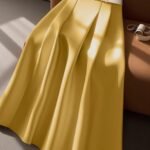 חצאית מקסי אלגנטית בצבע בז' לנשים - חצאית מכנסיים בגזרה גבוהה עם חגורה למשרד, מסיבות, יומיומיות - בד לא נמתח לכביסה במכונה, חצאית ארוכה למסיבה, מרקם חלק