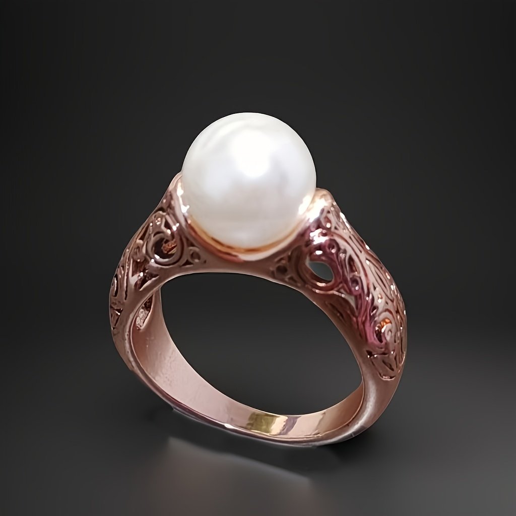 ⁦טבעת נשים בהשראת אופנה וינטג' עם דוגמת פנינים, מתנת חגיגת יום נישואין למסיבת התכנסות⁩ – תמונה ⁦8⁩