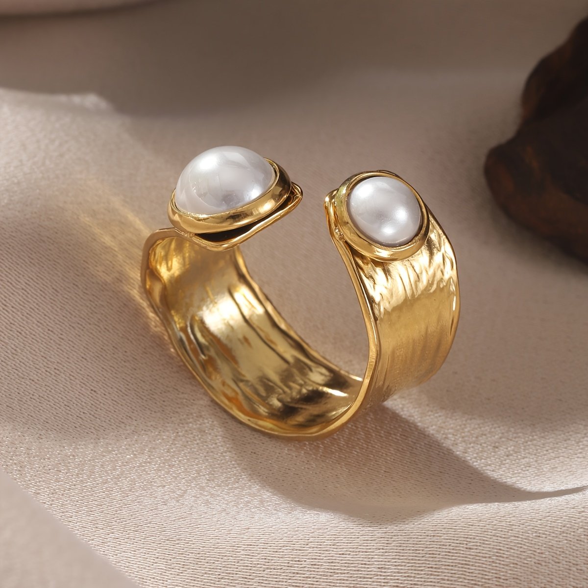 1 טבעת זהב 304 נירוסטה טבעת פתיחה צרפתית טבעות תכשיטים עמידות למים לנשים, מתנות ליום האהבה – תמונה 7