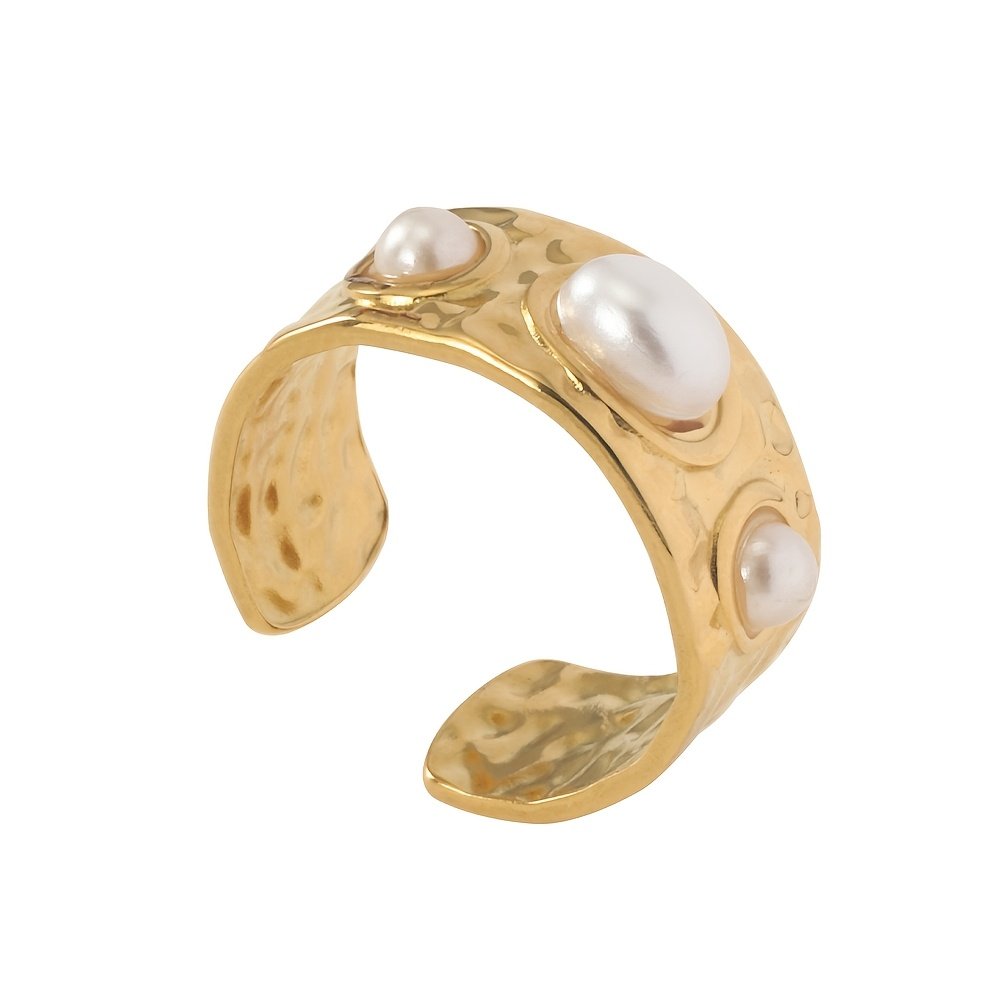 1 טבעת זהב 304 נירוסטה טבעת פתיחה צרפתית טבעות תכשיטים עמידות למים לנשים, מתנות ליום האהבה – תמונה 17