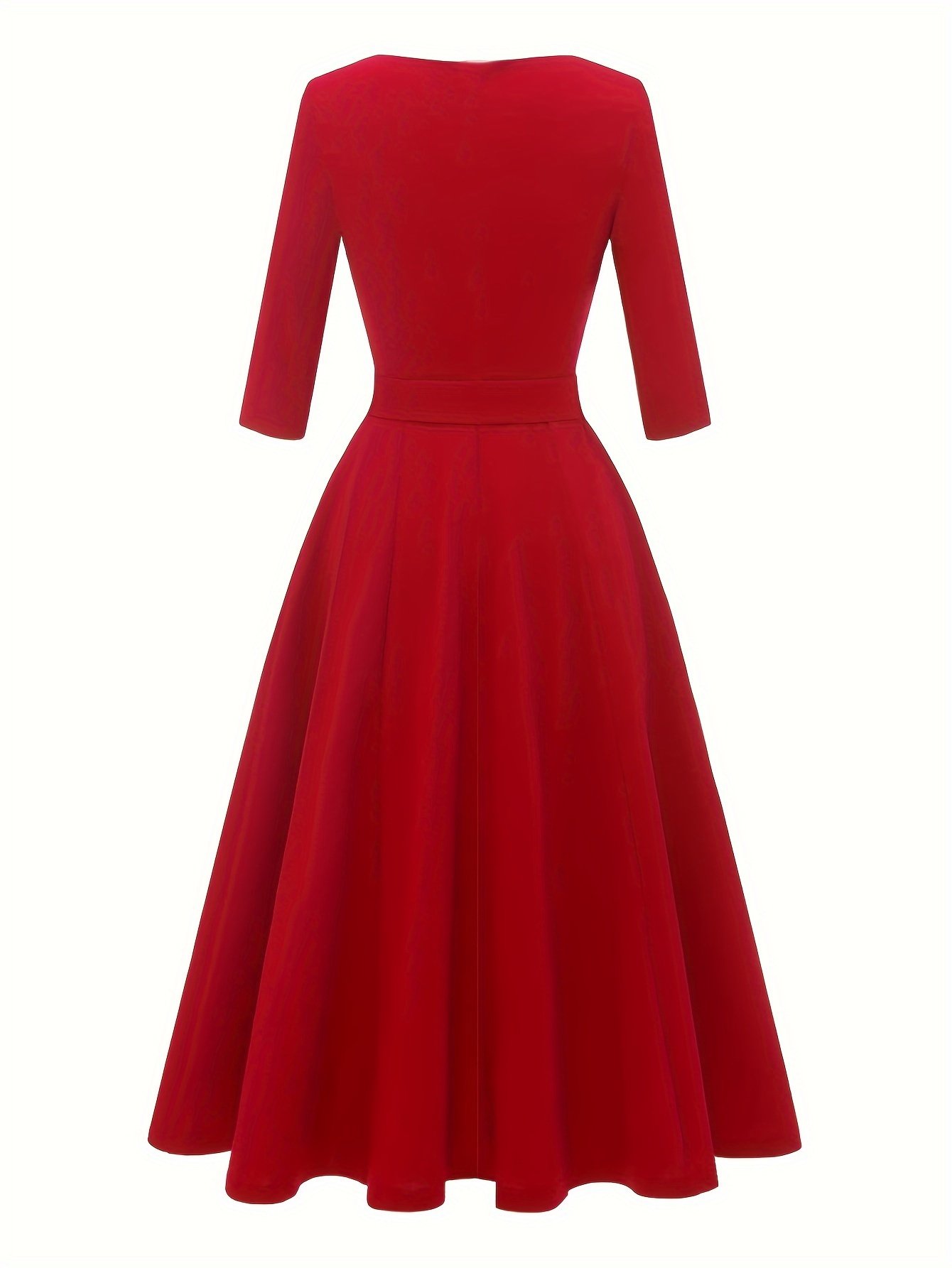 שמלת אביב וקיץ ארוכה לנשים שמלת שרוכים בצבע אחיד – תמונה 9