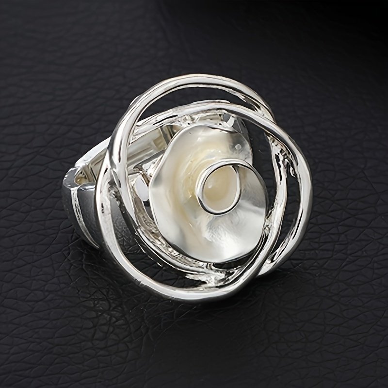 טבעת ורדים יצירתית מסוג חדש, עשויה מסגסוגת איכותית עם גמישות מתכווננת, כמתנה ליום האהבה, עם תחושה יוקרתית. - Image 3