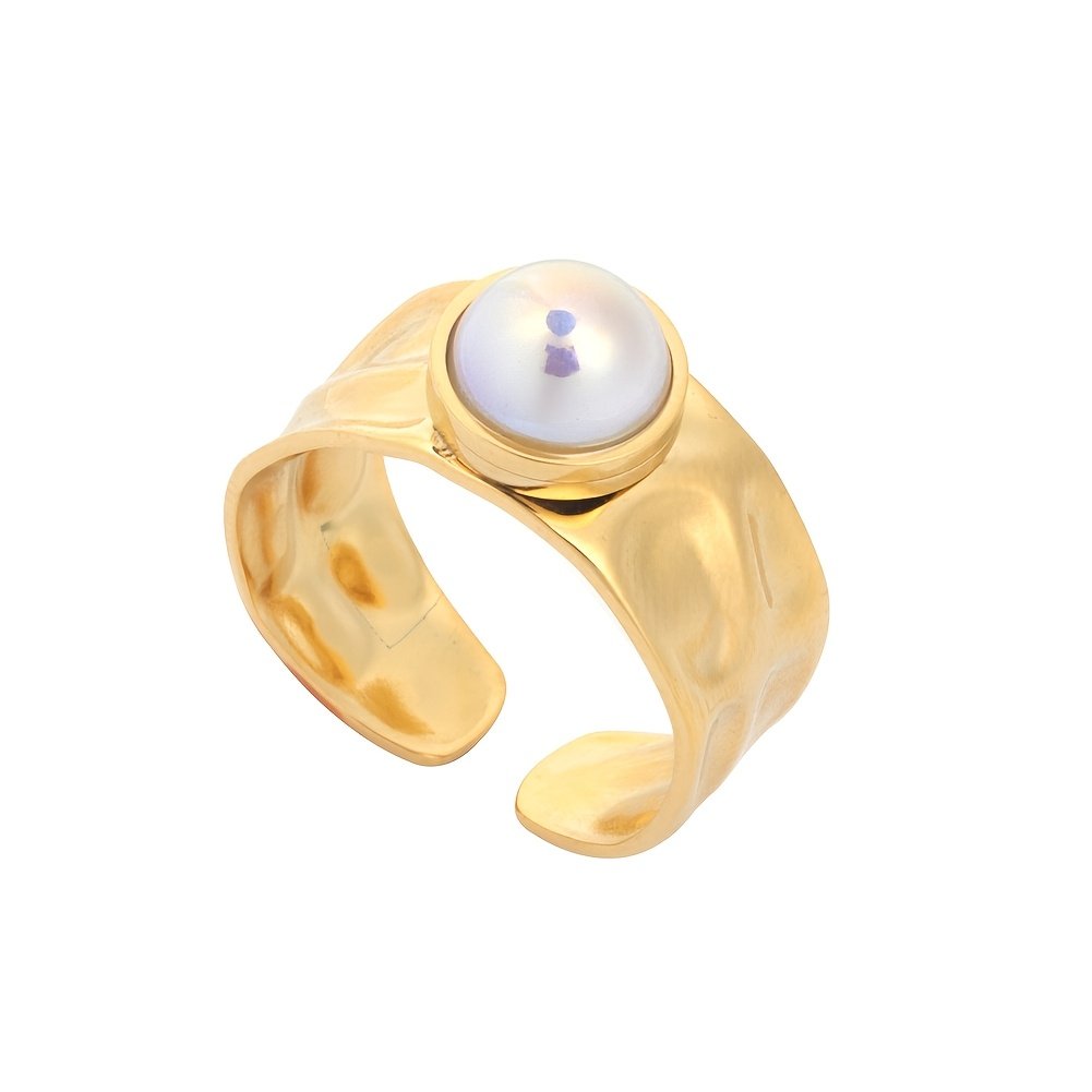 1 טבעת זהב 304 נירוסטה טבעת פתיחה צרפתית טבעות תכשיטים עמידות למים לנשים, מתנות ליום האהבה – תמונה 11