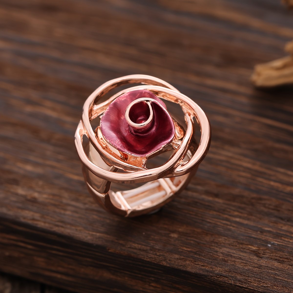 טבעת ורדים יצירתית מסוג חדש, עשויה מסגסוגת איכותית עם גמישות מתכווננת, כמתנה ליום האהבה, עם תחושה יוקרתית. - Image 16