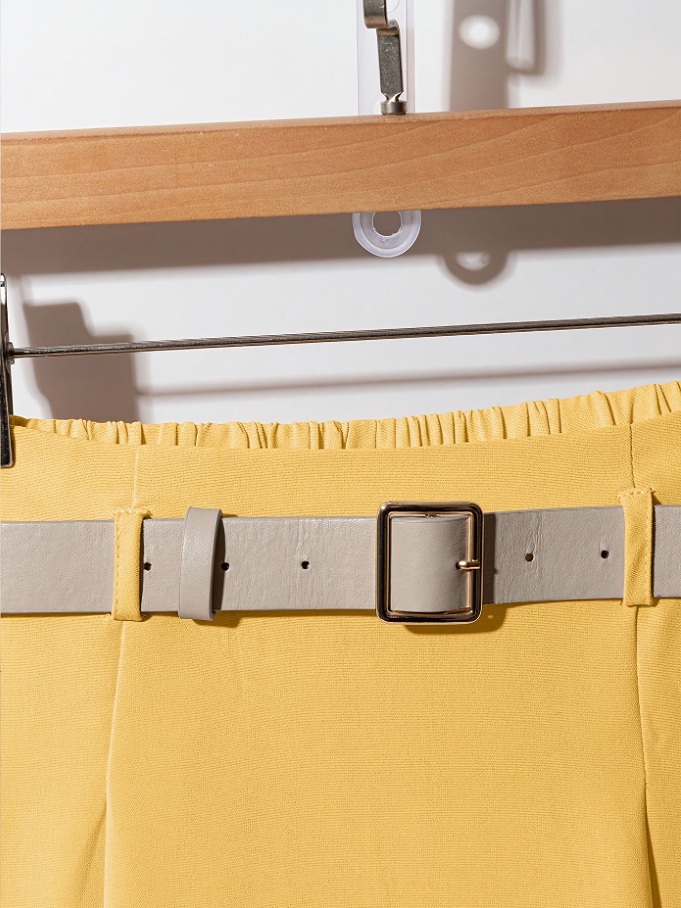 חצאית מקסי אלגנטית בצבע בז' לנשים - חצאית מכנסיים בגזרה גבוהה עם חגורה למשרד, מסיבות, יומיומיות - בד לא נמתח לכביסה במכונה, חצאית ארוכה למסיבה, מרקם חלק – תמונה 9