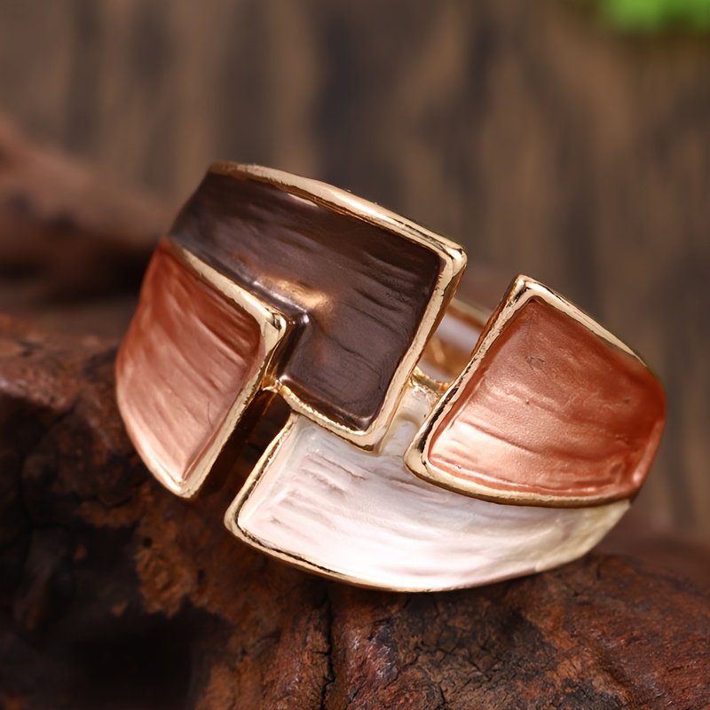 1 טבעת סגסוגת אבץ וינטג' אמייל גיאומטרי טבעות נשים אלגנטיות צרפתית משתה אבזר תכשיטים - Image 10