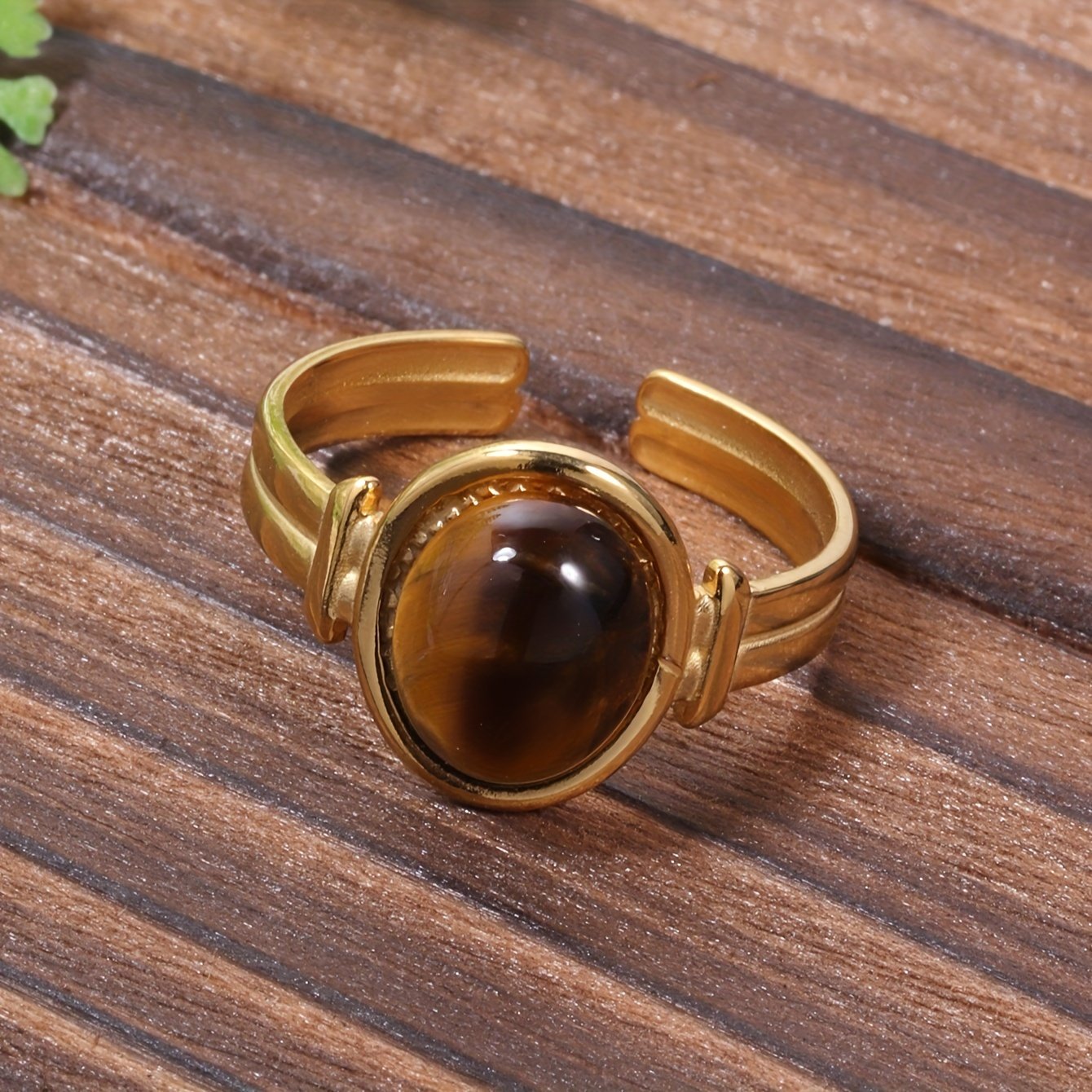 טבעת חפת אלגנטית מצופה זהב 18 קראט לנשים, שיבוץ שרף גיאומטרי פשוט, נירוסטה, עיצוב פתוח מתכוונן, ללבוש יומיומי ופסטיבלי מוזיקה, אביזרי תכשיטים לכל עונות השנה – תמונה 7