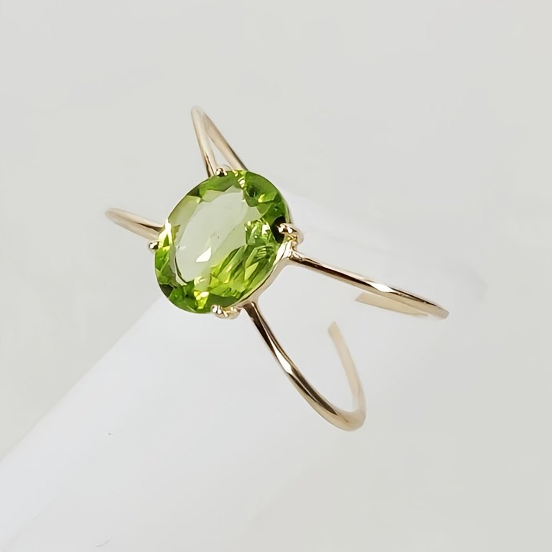 טבעת נחושת בסגנון בוהו פשוט אחד עם זירקוניה ירוקה, עיצוב חלול, זירקוניה סינתטית, מושלמת לאירוסין, חתונה, מתנת יום האהבה, אביזר ליום ההודיה, התאמה לכל עונה – תמונה 7