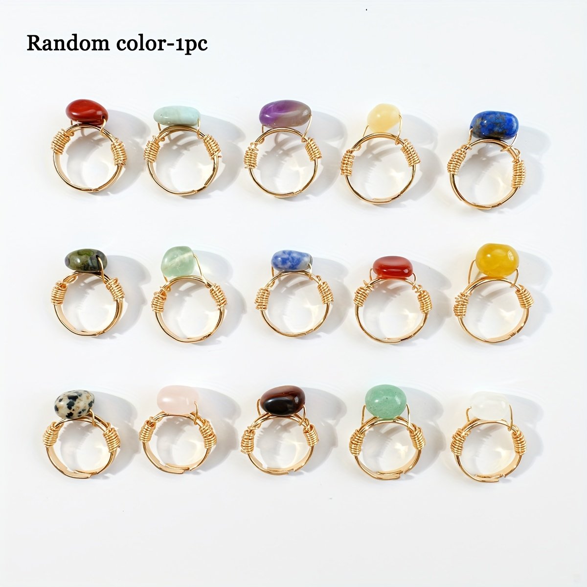 ⁦1pc/3/5pc טבעת קריסטל טבעית בעבודת יד מתכווננת תכשיטי אופנה מתנת חג יום נישואין הפתעה רומנטית אביזר⁩ – תמונה ⁦3⁩