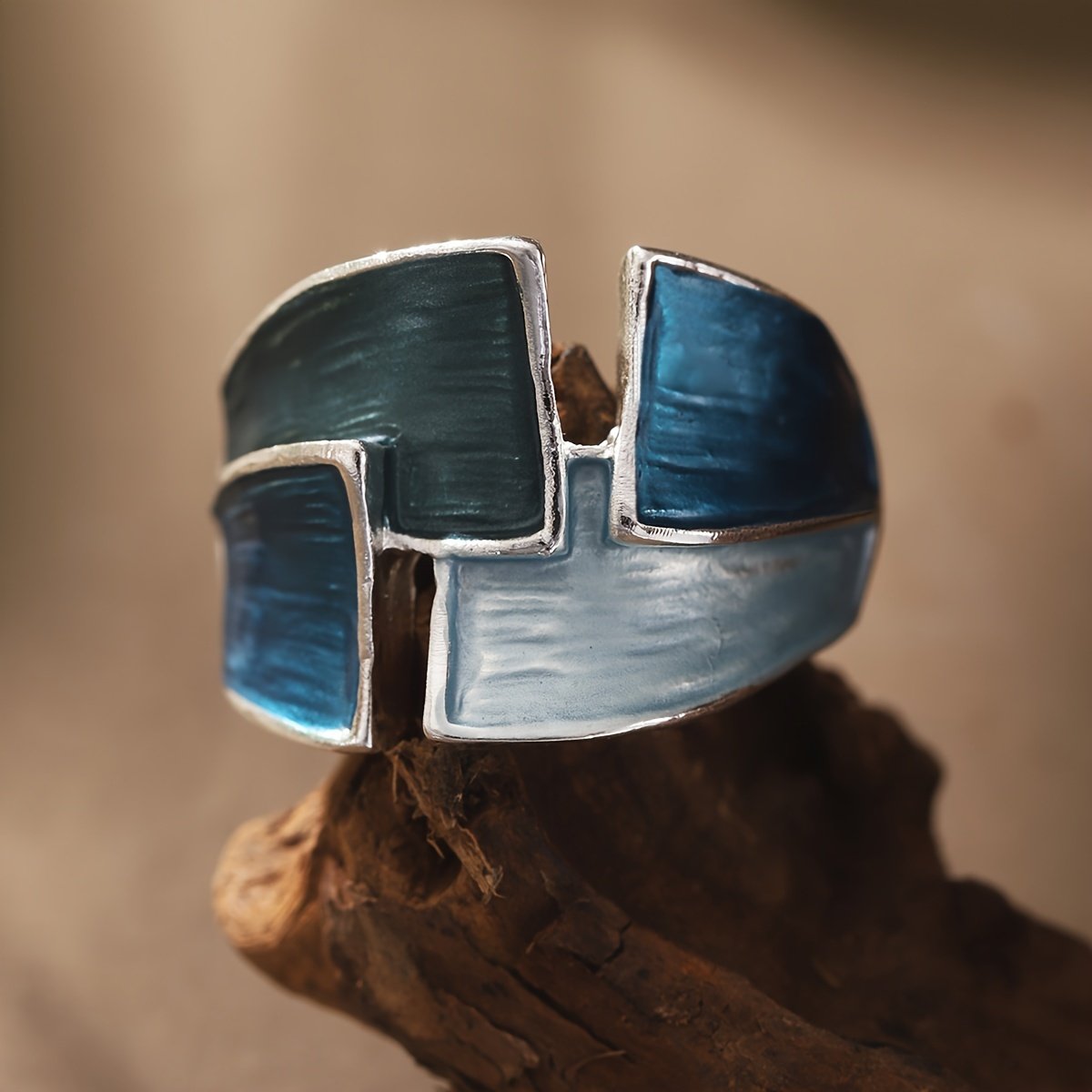 1 טבעת סגסוגת אבץ וינטג' אמייל גיאומטרי טבעות נשים אלגנטיות צרפתית משתה אבזר תכשיטים - Image 5