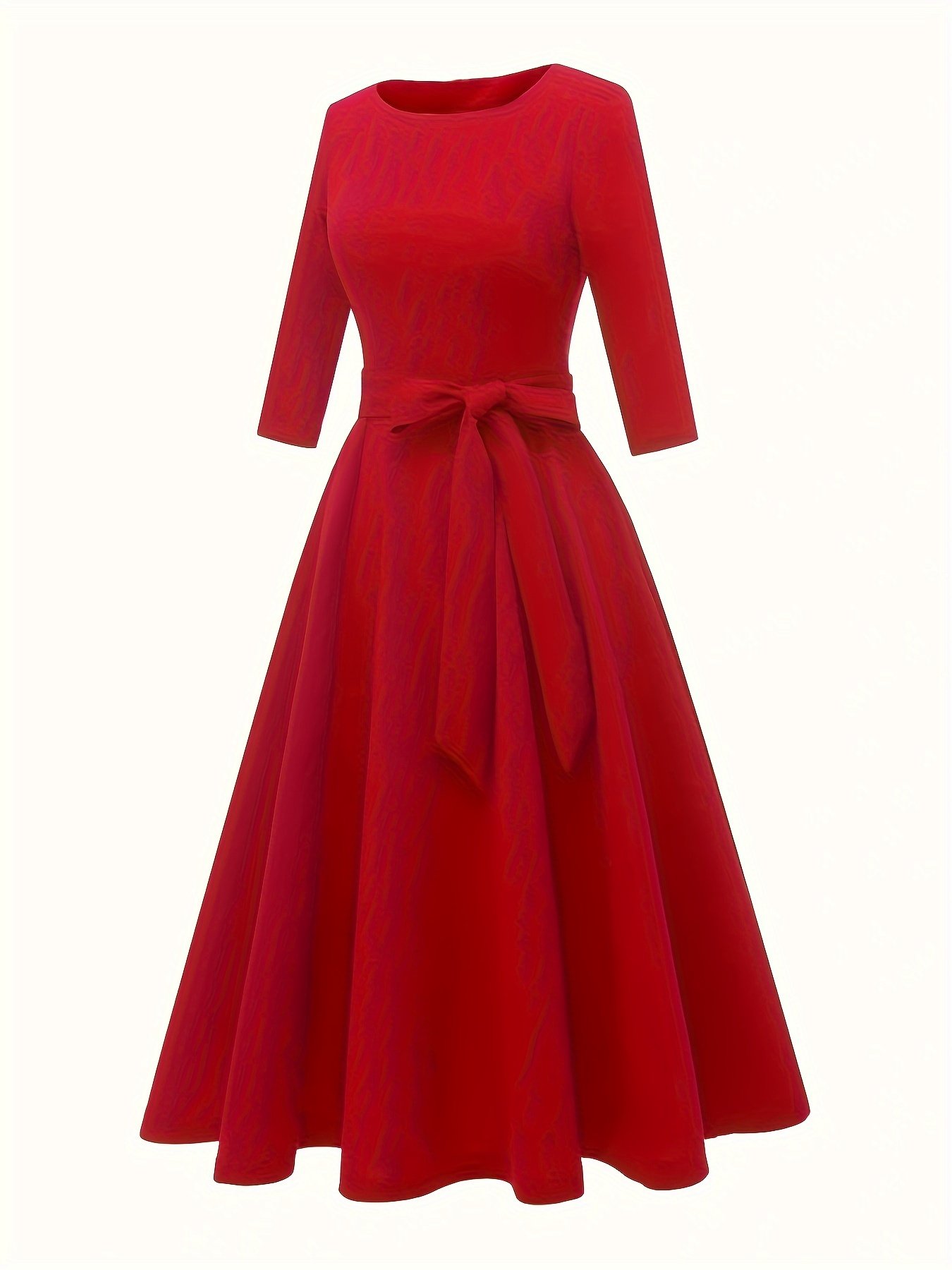 שמלת אביב וקיץ ארוכה לנשים שמלת שרוכים בצבע אחיד – תמונה 5