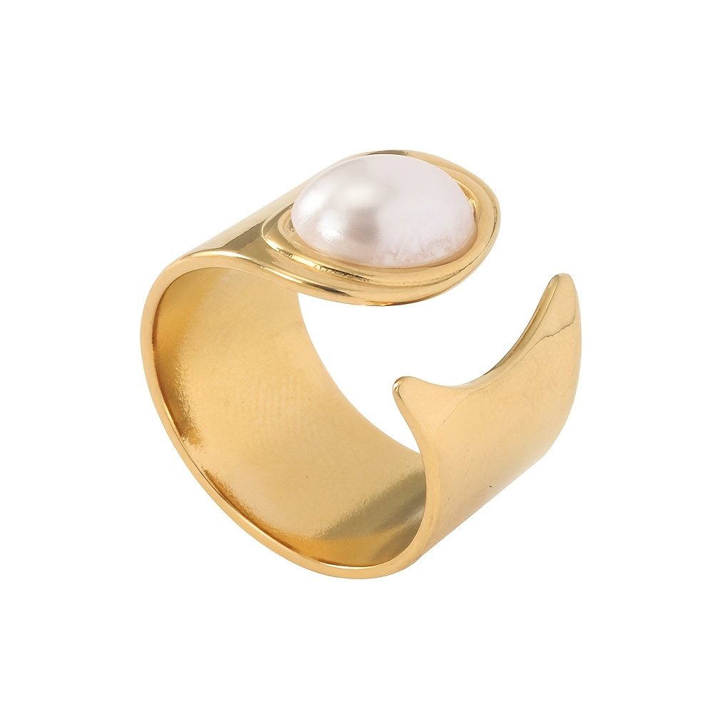 1 טבעת זהב 304 נירוסטה טבעת פתיחה צרפתית טבעות תכשיטים עמידות למים לנשים, מתנות ליום האהבה – תמונה 19