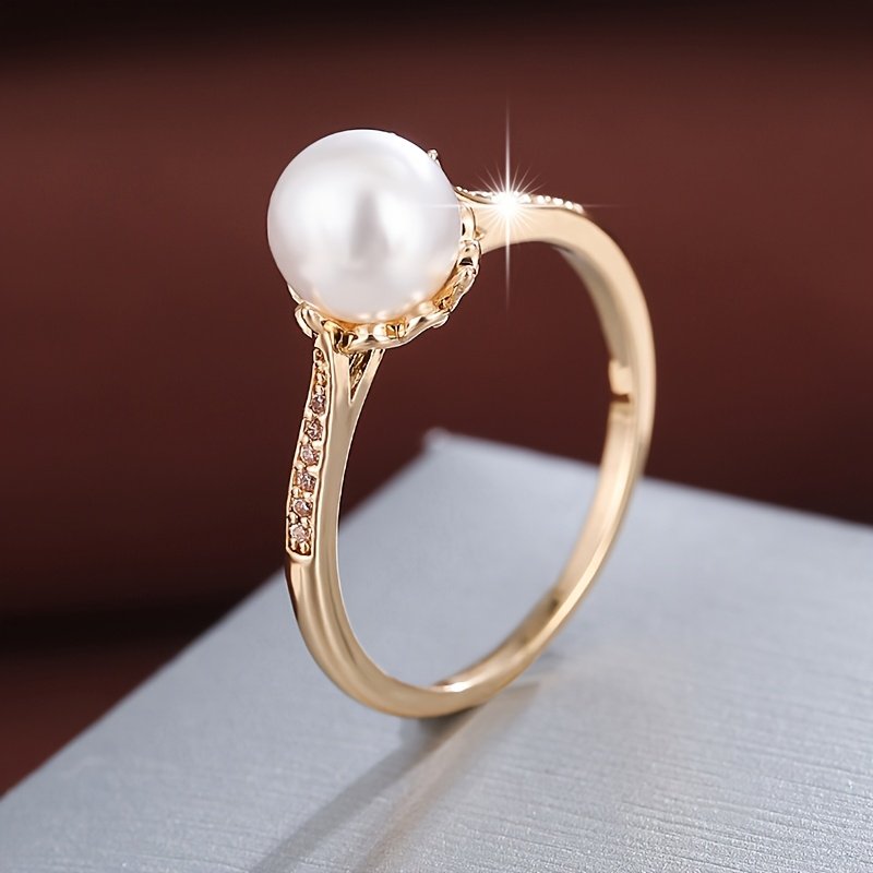 ⁦טבעת לנשים בעיצוב כדורי גיאומטרי 1 יחידות עם זירקוניה סינתטית ו-, מצופה זהב לבן תכשיטים מינימליסטיים אלגנטיים ללבוש יומיומי, מתנת חתונה, יום נישואין, יום הולדת - אביזר רב-תכליתי לכל השנה, קישוטי זירקוניה סינתטית, מתנת יום נישואין, אביזר מודרני, ציפוי איכותי, אביזר כלה⁩ – תמונה ⁦4⁩