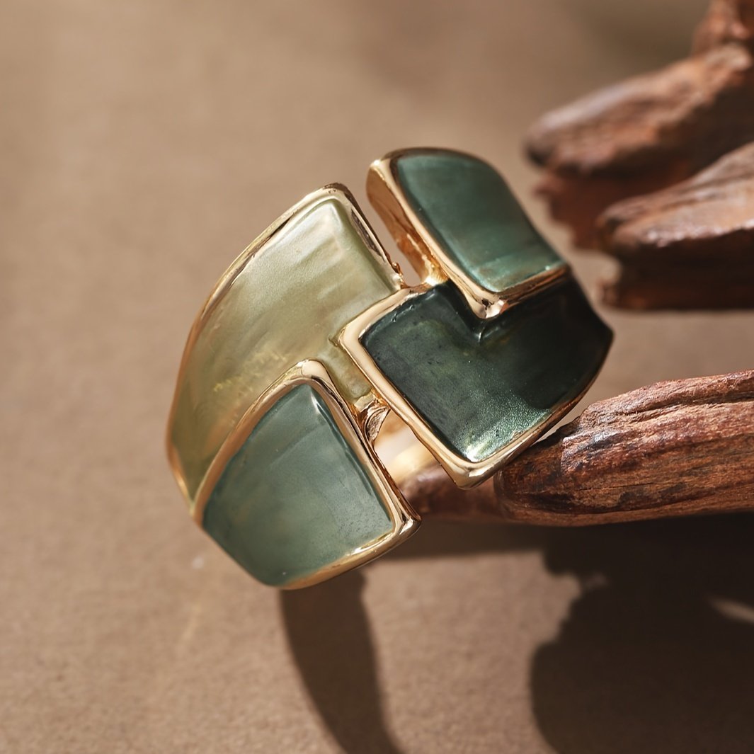 1 טבעת סגסוגת אבץ וינטג' אמייל גיאומטרי טבעות נשים אלגנטיות צרפתית משתה אבזר תכשיטים - Image 12
