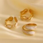 סט טבעות גיאומטריות מפלדת אל-חלד אופנתי אירופאי ואמריקאי 3 יחידות/סט לנשים יומיומיות, מתנות מושלמות עבורה