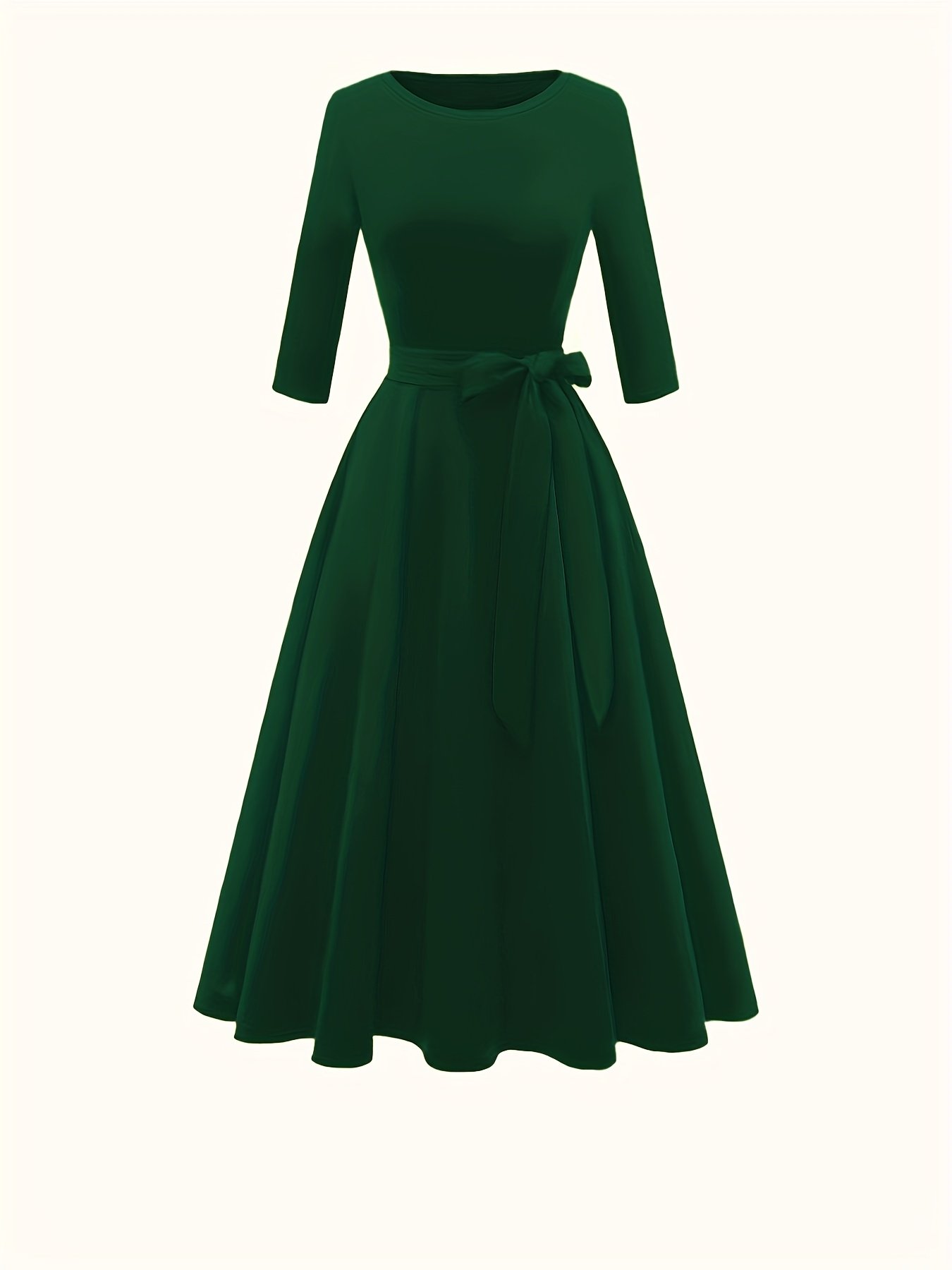 שמלת אביב וקיץ ארוכה לנשים שמלת שרוכים בצבע אחיד – תמונה 2