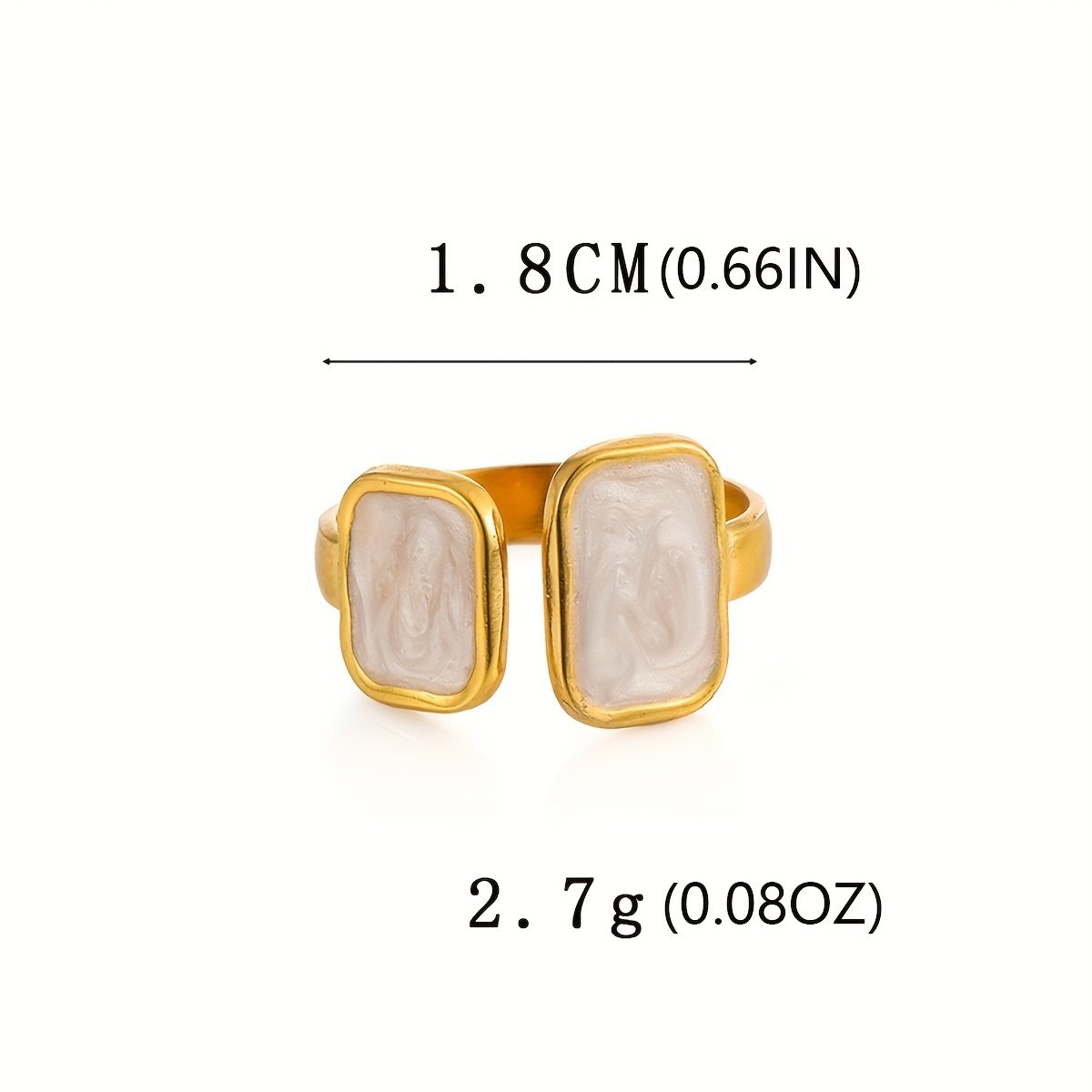 ⁦טבעת פתוחה לנשים מצופה זהב מפלדת אל-חלד פשוטה ואופנתית 1pc⁩ – תמונה ⁦5⁩