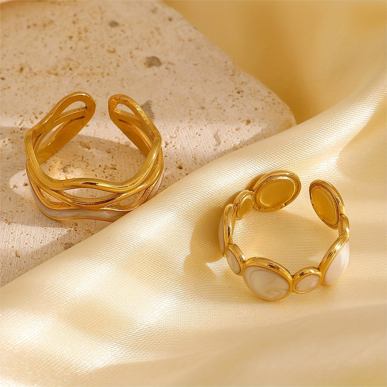 סט טבעות גיאומטריות מפלדת אל-חלד אופנתי אירופאי ואמריקאי 3 יחידות/סט לנשים יומיומיות, מתנות מושלמות עבורה – תמונה 6