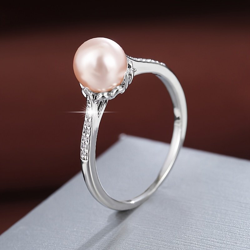 ⁦טבעת לנשים בעיצוב כדורי גיאומטרי 1 יחידות עם זירקוניה סינתטית ו-, מצופה זהב לבן תכשיטים מינימליסטיים אלגנטיים ללבוש יומיומי, מתנת חתונה, יום נישואין, יום הולדת - אביזר רב-תכליתי לכל השנה, קישוטי זירקוניה סינתטית, מתנת יום נישואין, אביזר מודרני, ציפוי איכותי, אביזר כלה⁩ – תמונה ⁦7⁩