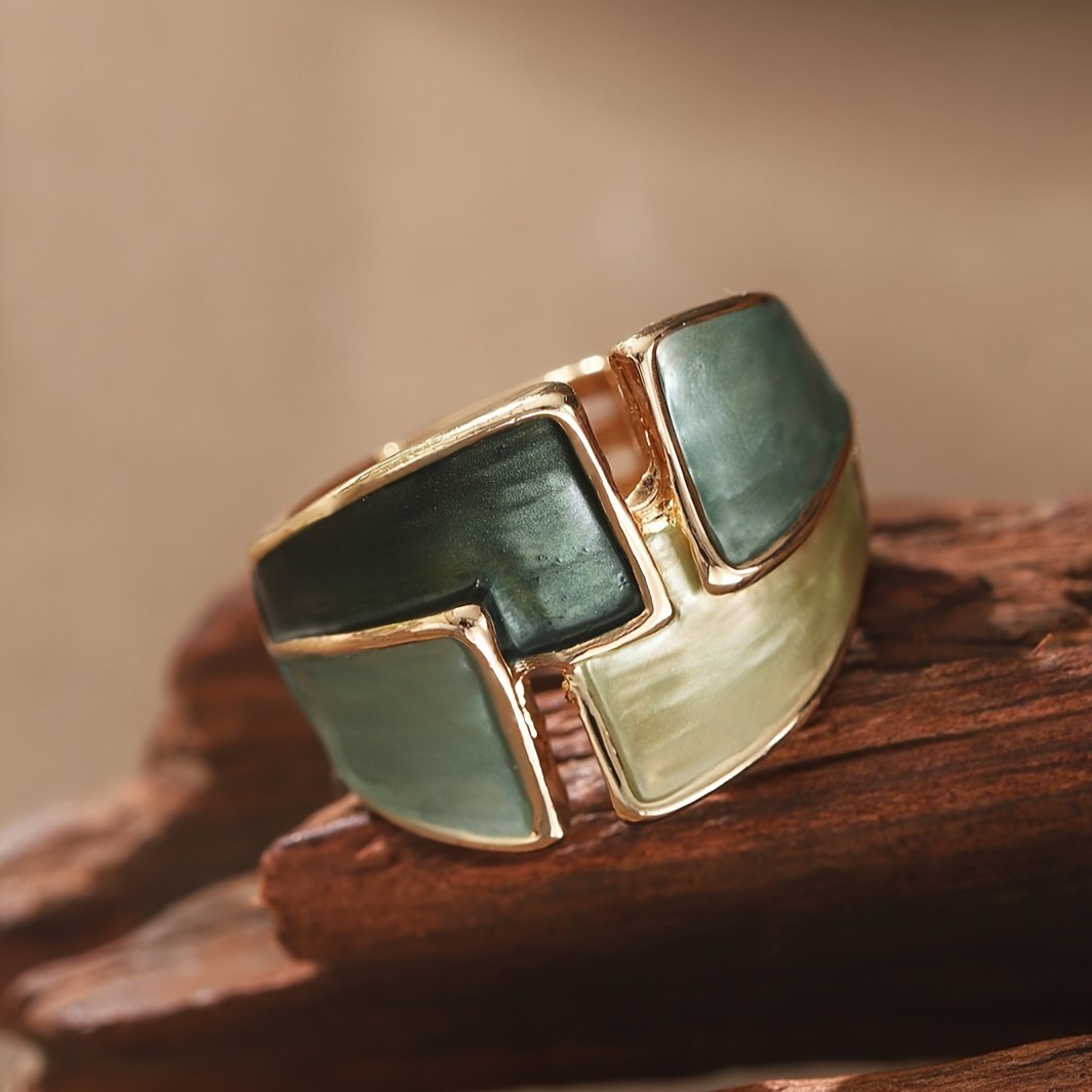 1 טבעת סגסוגת אבץ וינטג' אמייל גיאומטרי טבעות נשים אלגנטיות צרפתית משתה אבזר תכשיטים - Image 11