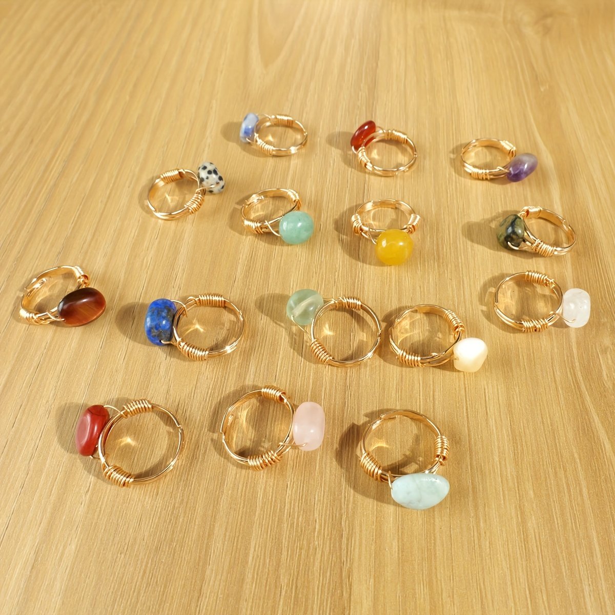 ⁦1pc/3/5pc טבעת קריסטל טבעית בעבודת יד מתכווננת תכשיטי אופנה מתנת חג יום נישואין הפתעה רומנטית אביזר⁩ – תמונה ⁦8⁩