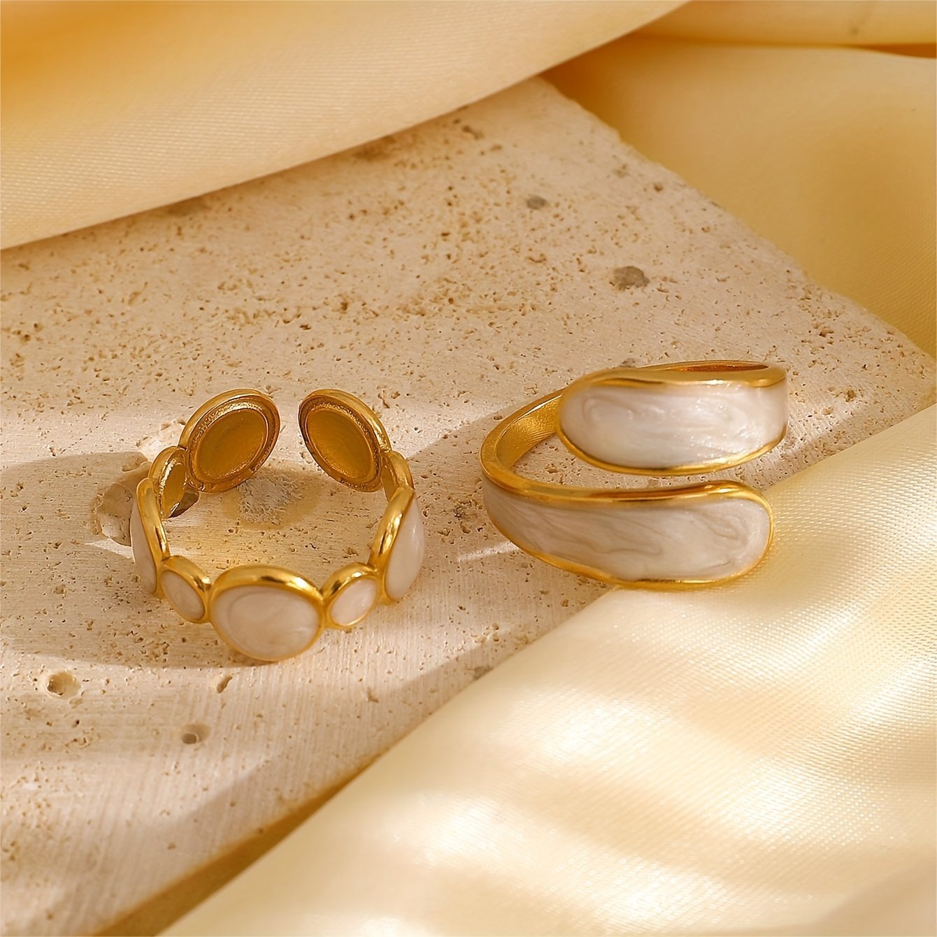 סט טבעות גיאומטריות מפלדת אל-חלד אופנתי אירופאי ואמריקאי 3 יחידות/סט לנשים יומיומיות, מתנות מושלמות עבורה – תמונה 3