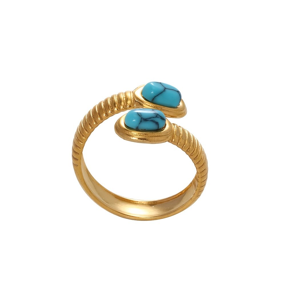 1 טבעת זהב 304 נירוסטה טבעת פתיחה צרפתית טבעות תכשיטים עמידות למים לנשים, מתנות ליום האהבה – תמונה 13