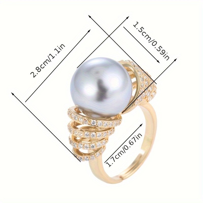 טבעת מתכווננת מסוגננת ואלגנטית אחת עם מסגרת זירקוניה סינתטית - Image 6