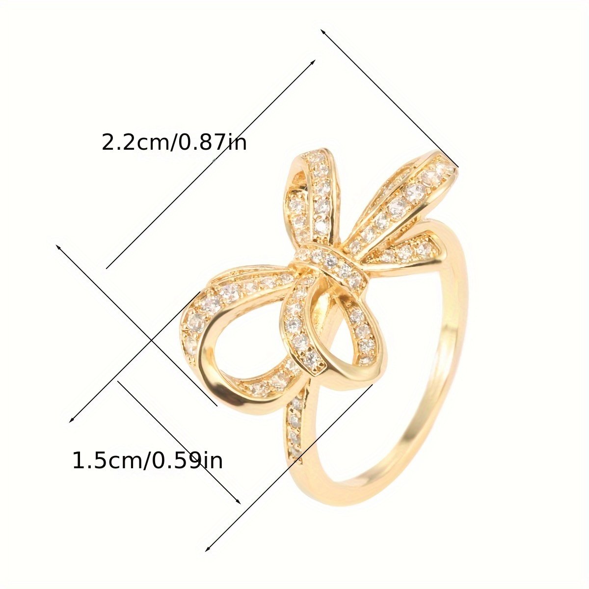 טבעת נחושת אלגנטית לנשים אופנתיות עם עיצוב פפיון – תמונה 4