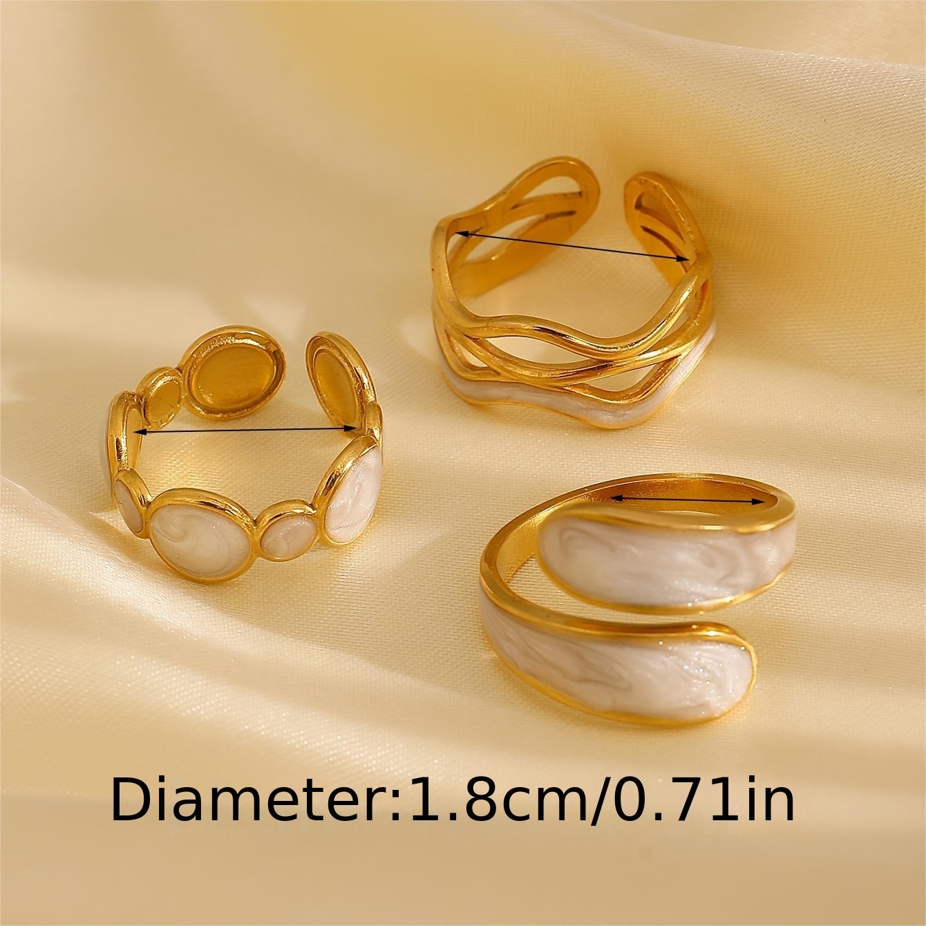 סט טבעות גיאומטריות מפלדת אל-חלד אופנתי אירופאי ואמריקאי 3 יחידות/סט לנשים יומיומיות, מתנות מושלמות עבורה – תמונה 5