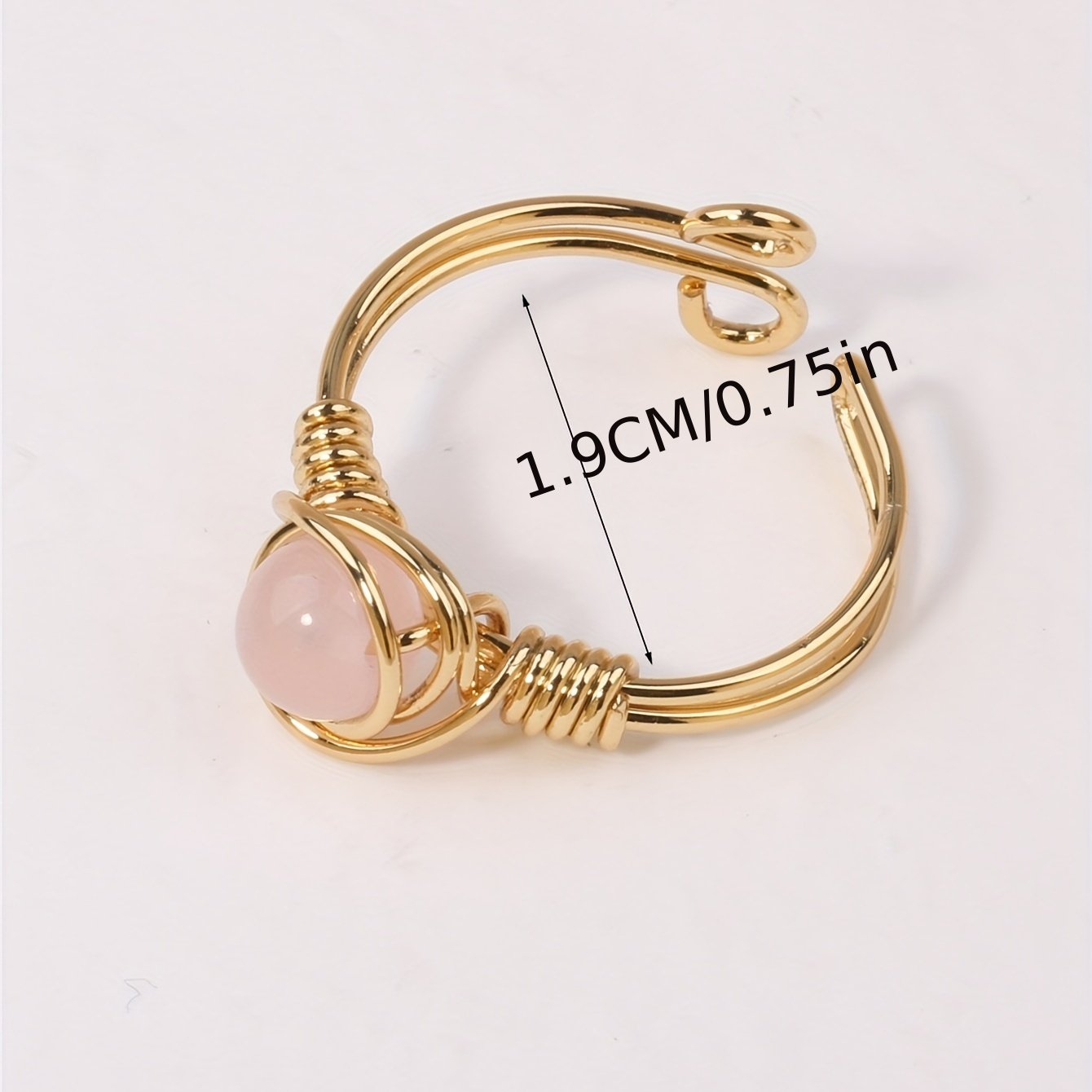 טבעת מתכווננת בגוון זהוב אחד עם חוט לאישה - אבן חן טבעית (קרנליאן/קוורץ ורד/אמטיסט) בעיצוב עין הרע ועין הנמר, תכשיטי חג בוהמיים ללבוש יומיומי, מתנה עבורה, תכשיטים יומיומיים | טבעת בעיצוב פתוח | טבעת אבן חן טבעית – תמונה 6