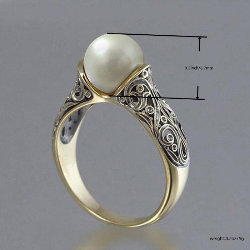 ⁦טבעת נשים בהשראת אופנה וינטג' עם דוגמת פנינים, מתנת חגיגת יום נישואין למסיבת התכנסות⁩ – תמונה ⁦6⁩